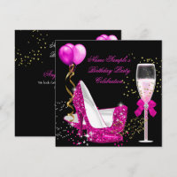Fête d'anniversaire rose chaud or paillettes noir