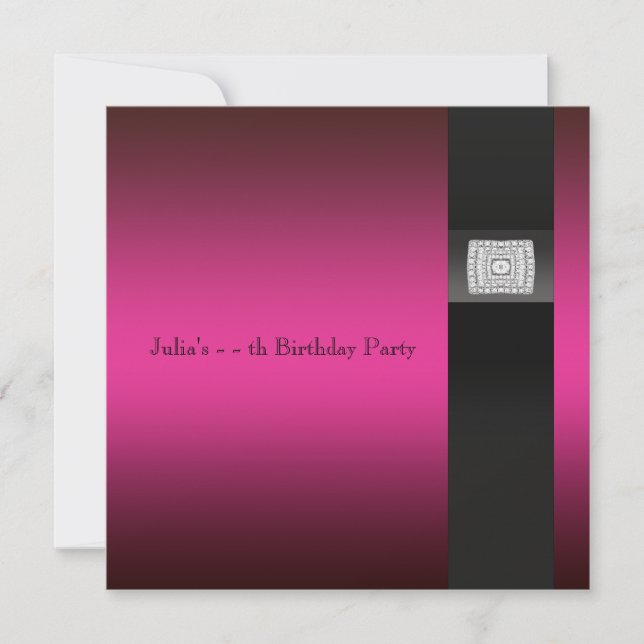 Invitation Fête d'anniversaire rose chaud toutes occasions (Devant)