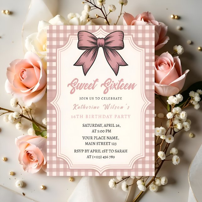 Invitation Fête d'anniversaire rose Coquette (Créateur téléchargé)