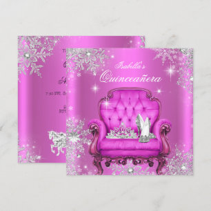 Invitation Fête d'anniversaire rose de Princesse Magique pour