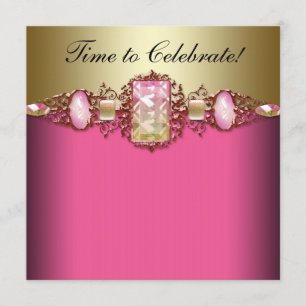 Invitation Fête d'anniversaire rose et or