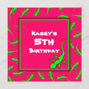 Invitation Fête d'anniversaire rose et verte de thème de