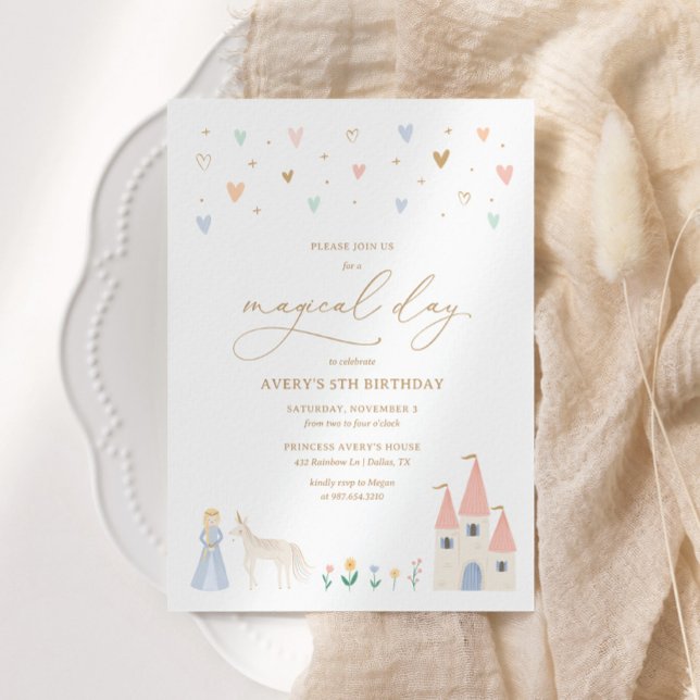 Invitation Fête d'anniversaire rose Floral Princess Girl (Créateur téléchargé)