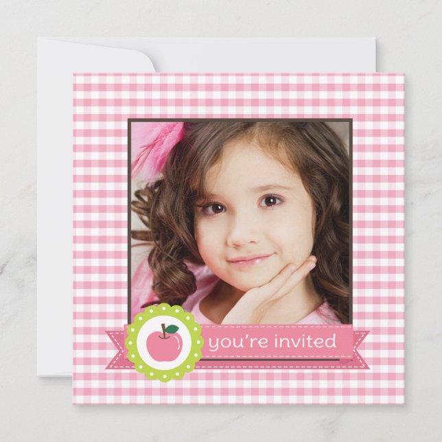 Invitation Fête d'anniversaire rose Girly d'Apple (Devant)