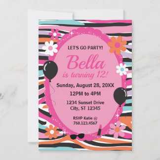 Invitation Fête d'anniversaire rose glamour