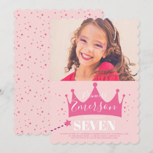 Invitation Fête d'anniversaire rose mignonne de princesse fém