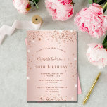 Invitation Fête d'anniversaire rose or rousse parties scintil<br><div class="desc">Une invitation moderne, élégante et glamour pour une fête d'anniversaire de 50e femme (ou de n'importe quel âge). Un arrière - plan métallique à l'aspect faux rose d'or avec fausse parties scintillant. Le nom est écrit avec un rose moderne de couleur or foncé à la main écriture style. Personnalisez et...</div>