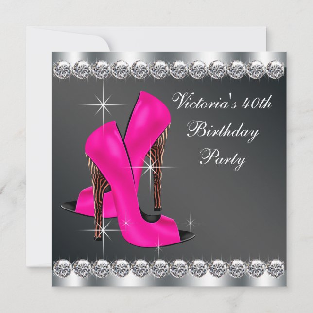 Invitation Fête d'anniversaire rose pour femme (Devant)