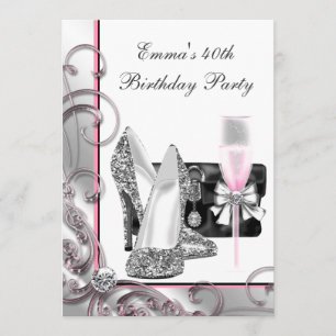 Invitation Fête d'anniversaire rose pour femme