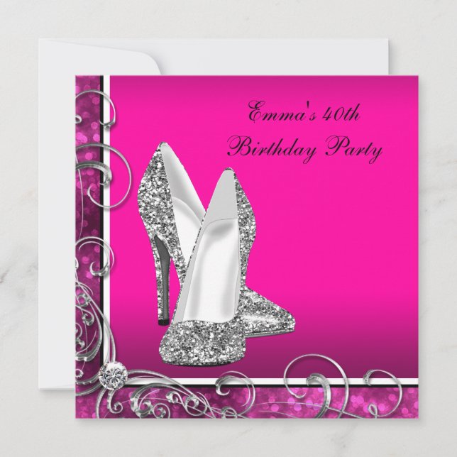 Invitation Fête d'anniversaire rose pour femme (Devant)