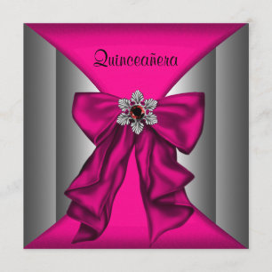 Invitation Fête d'anniversaire rose vif pour Quinceanera