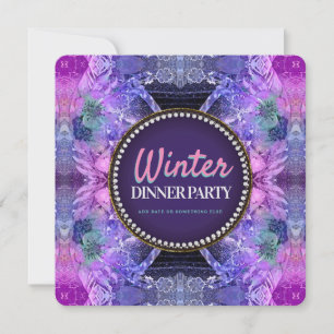 Invitation Fête d'anniversaire rose violet Geo Frills