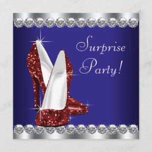 Invitation Fête d'anniversaire rouge, blanc et bleu pour femm