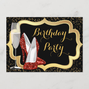 Invitation Fête d'anniversaire rouge de chaussure de talon