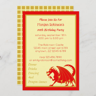 Invitation Fête d'anniversaire rouge d'enfant ou d'adulte
