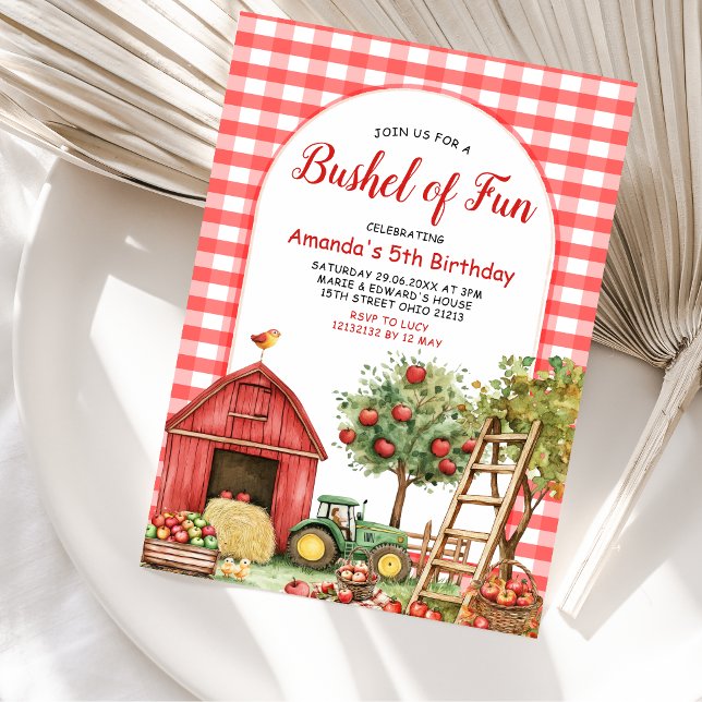 Invitation Fête d'anniversaire Rouge Gingham de Fun  (Créateur téléchargé)