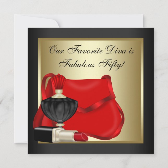 Invitation Fête d'anniversaire rouge noir et or (Devant)