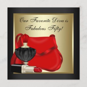 Invitation Fête d'anniversaire rouge noir et or