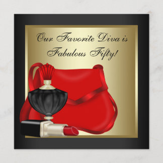 Invitation Fête d'anniversaire rouge, noir et or