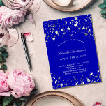 Invitation fête d'anniversaire royal bleu étoiles luxe<br><div class="desc">Une invitation à la fête d'anniversaire de 40e (ou tout âge) pour lui et elle. Un arrière - plan bleu royal décoré d'étoiles. Personnalisez et ajoutez un nom et des détails du parti.</div>