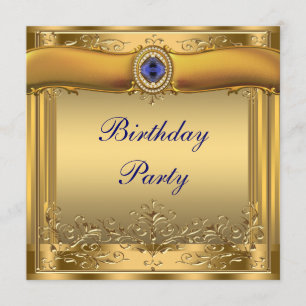 Invitation Fête d'anniversaire Royal Blue and Gold