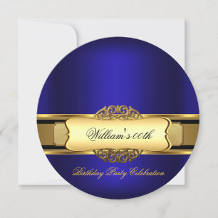 Invitation Fête d'anniversaire Royal Blue Gold Hommes