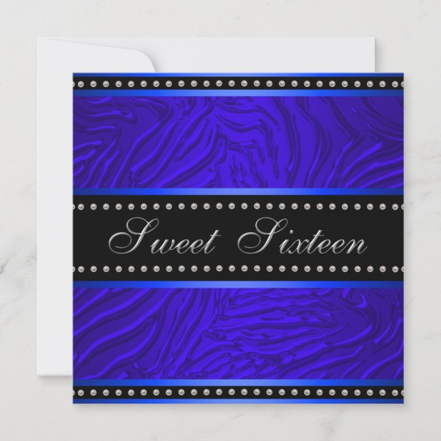 Invitation Fête d'anniversaire Royal Blue Sweet 16 (Devant)