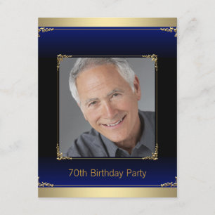 Invitation Fête d'anniversaire royale bleu et or pour hommes