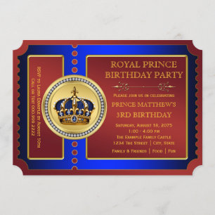 Invitation Fête d'anniversaire royale de prince Boys prince