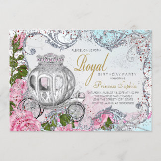 Invitation Fête d'anniversaire royale et chic de princesse