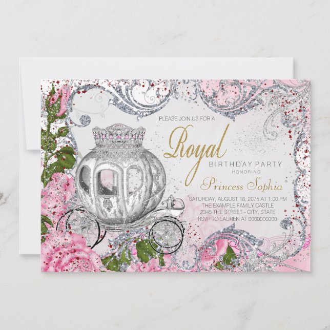 Invitation Fête d'anniversaire royale Princesse (Devant)