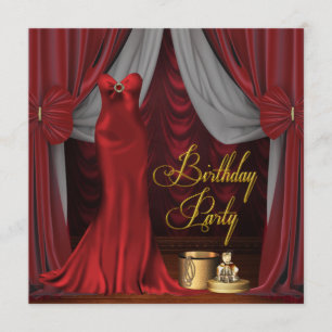 Invitation Fête d'anniversaire Rubis Rouge Or Femme