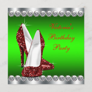 Invitation Fête d'anniversaire Ruby Red et Green Christmas