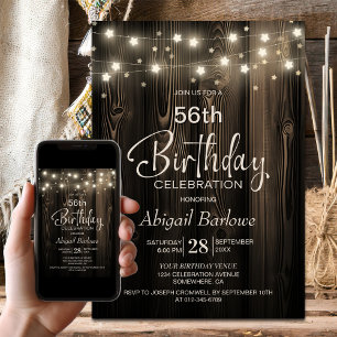 Invitation Fête d'anniversaire Rustic Wood