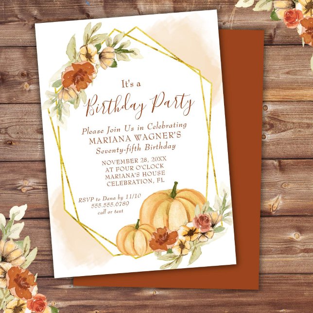 Invitation Fête d'anniversaire rustique à l'aquarelle avec ci (Créateur téléchargé)