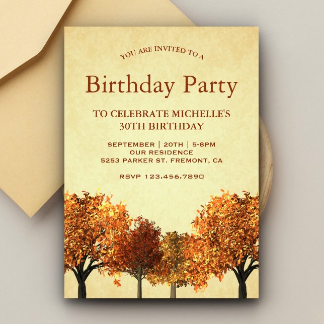 Invitation Fête d'anniversaire rustique d'automne avec des ar (Créateur téléchargé)