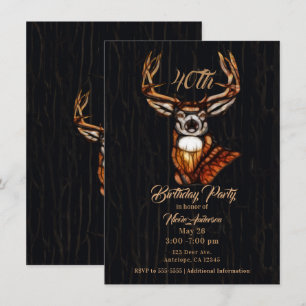 Invitation Fête d'anniversaire rustique de campagne Cerf en b