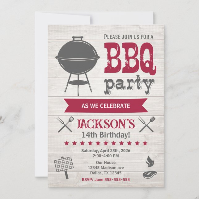 Invitation Fête d'anniversaire rustique d'été dans le jardin  (Devant)