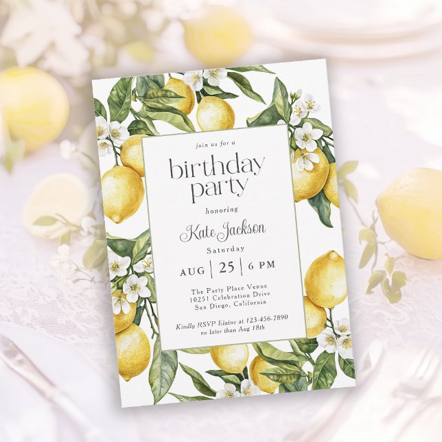 Invitation Fête d'anniversaire Rustique Méditerranéen Fleur d (Invitation may be ordered in both printed and digital formats.)