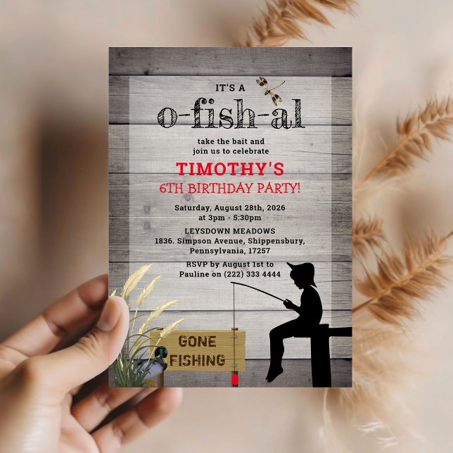 Invitation Fête d'anniversaire rustique 'Parti Pêcher' pour e (Créateur téléchargé)
