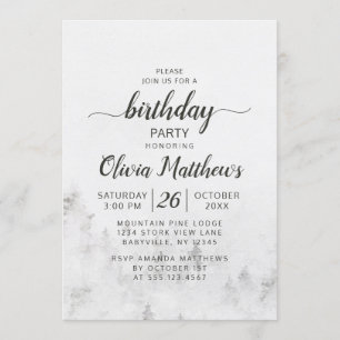 Invitation Fête d'anniversaire Rustique Pins Glacés Montagne