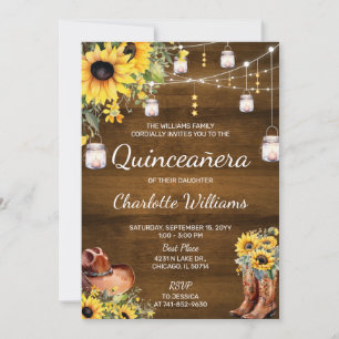 Invitation Fête d'anniversaire Rustique Western Quinceañera