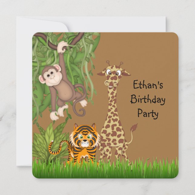 Invitation Fête d'anniversaire Safari (Devant)