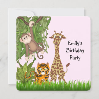 Invitation Fête d'anniversaire Safari Filles