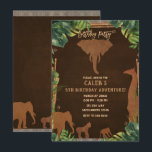 Invitation Fête d'anniversaire safari jungle zoo animaux marr<br><div class="desc">Cartes d'invitation à la fête d'anniversaire safari jungle zoo animaux marron.</div>