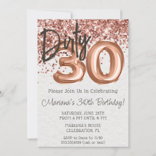 Invitation Fête d'anniversaire sale 30 trente Rose Gold