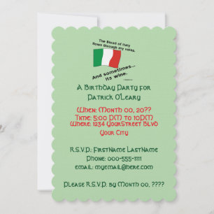 Invitation Fête d'anniversaire Sang et Vin italiens 