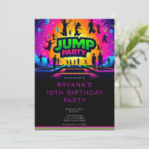 Invitation Fête d'anniversaire Saut TRAMPOLINE amusant 