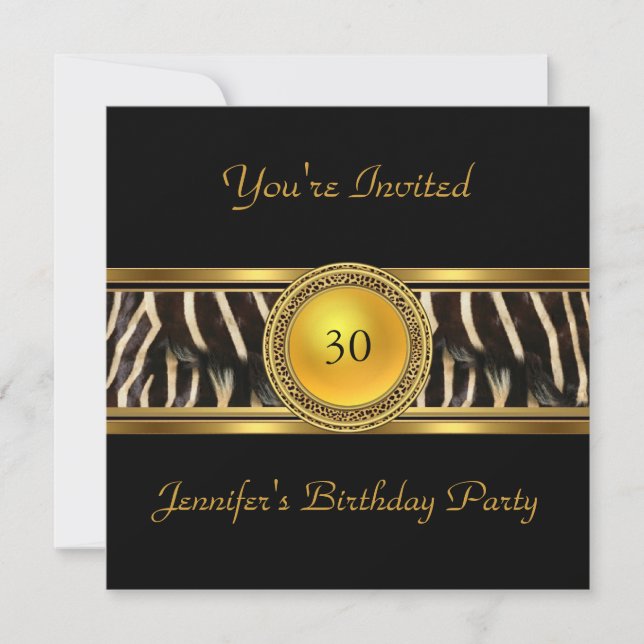Invitation fête d'anniversaire sauvage animal or 3 (Devant)