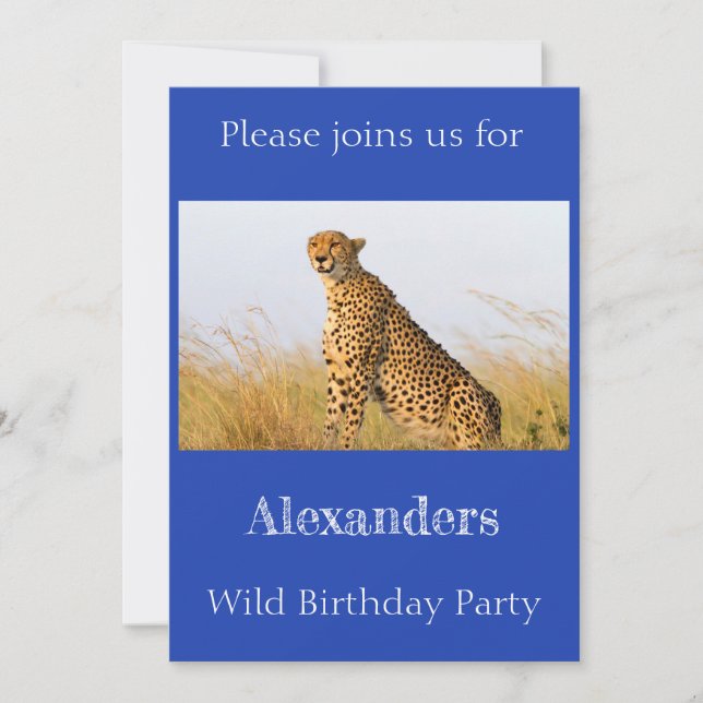 Invitation Fête d'anniversaire sauvage Cheetah personnalisée (Devant)
